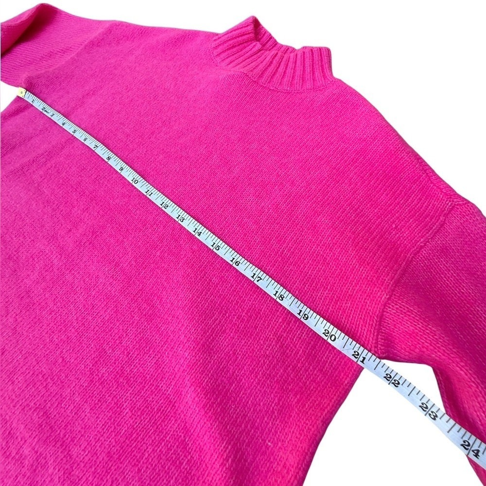 NWT AnnTaylor Loft neon pink long sleeve pullover mock turtleneck sweater medium - Picture 5 of 8